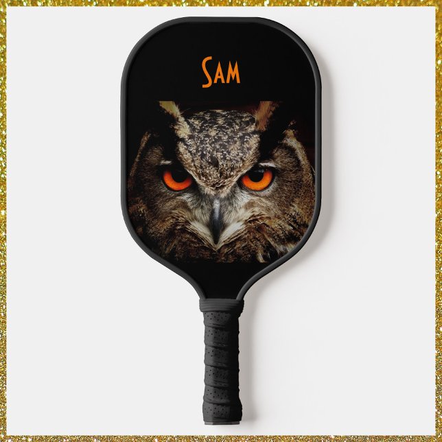 Cool Fierce Owl Black Pickleball Paddle (https://www.zazzle.com/store/capricepetit)