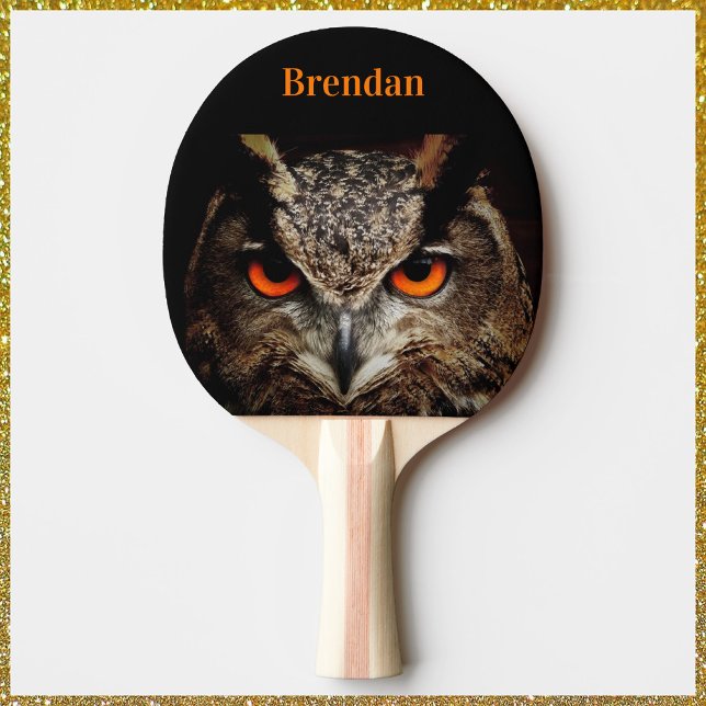 Cool Fierce Owl Black Ping Pong Paddle (Creator Uploaded)