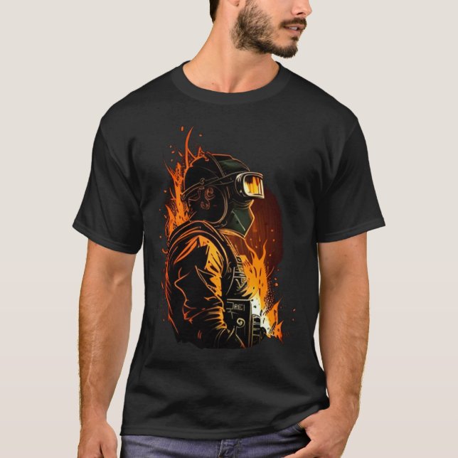 Cool Fire Welder Worker T-Shirt (Front)