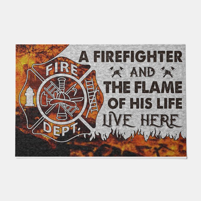 Cool Firefighter Doormat, New Couples Doormat (Front)
