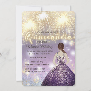 Cool firework glitter elegant gold sparkle  invitation