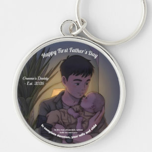 Cool First Father’s Day Anime Style Night  Key Ring