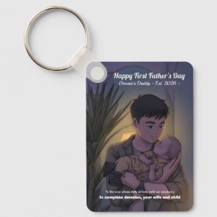 Cool First Father’s Day Anime Style Night  Key Ring