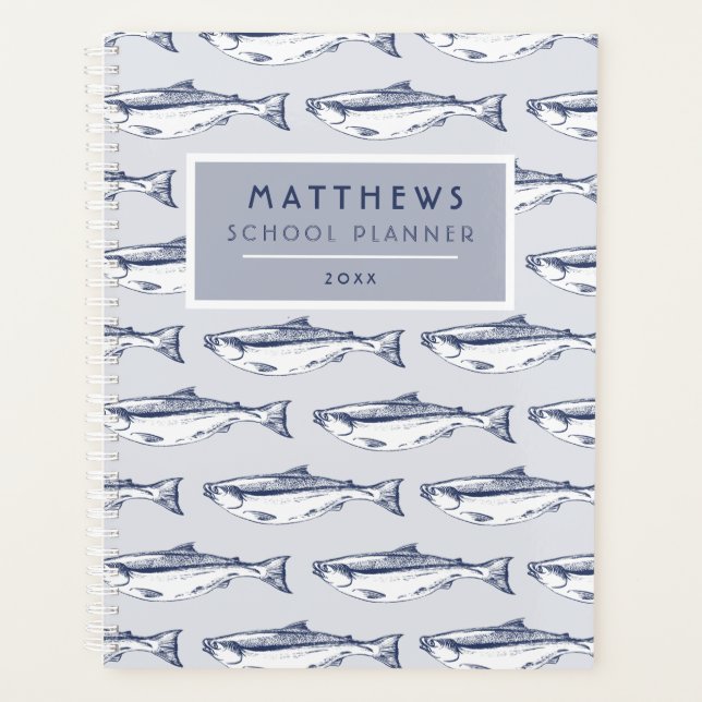 Cool Fish Pattern Personalised School Planner (Front)