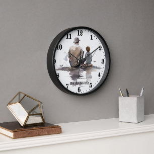 Cool fishing Dad word art Clock