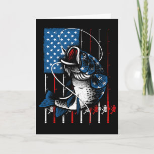 Cool Fishing For Men Women American Flag Usa Fish Card