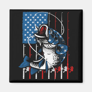 Cool Fishing For Men Women American Flag Usa Fish Magnet