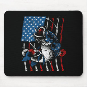 Cool Fishing For Men Women American Flag Usa Fish Mouse Pad
