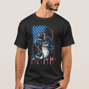 Cool Fishing For Men Women American Flag USA Fish T-Shirt