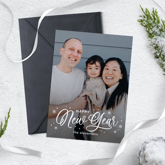 Cool Flakes Happy New Year Photo Card (Creator Uploaded)