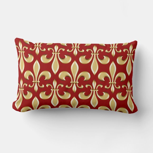 Cool Fleur De Lis Wallpapered Lumbar Cushion (Front)