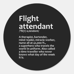 Cool Flight Attendant Design For Men Women Flight  Classic Round Sticker