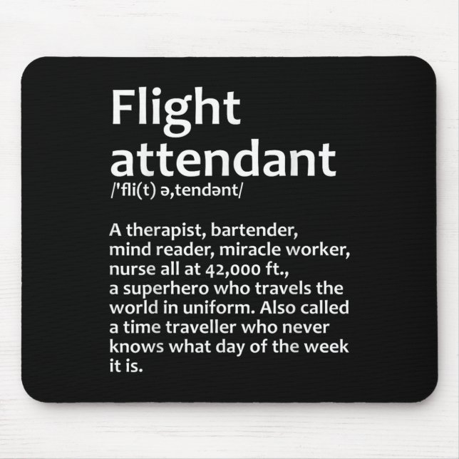 Cool Flight Attendant Design For Men Women Flight  Mouse Pad (Front)