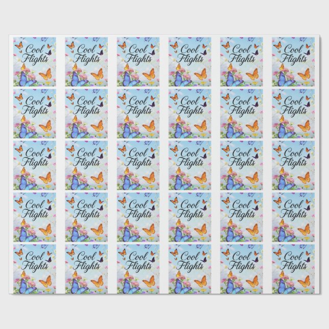 Cool Flights Butterfly Wrapping Paper (Flat)