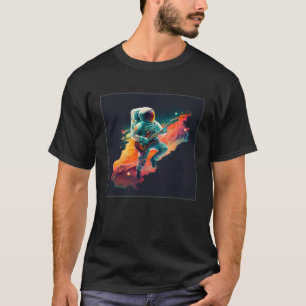 Cool Floating Astronaut Illustration Guitar Moon S T-Shirt