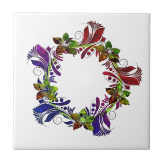 Cool floral multicolored design ceramic tile