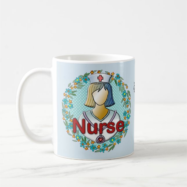 Cool floral nurse  coffee mug (Left)