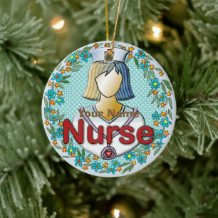 Cool Floral Nurse  ornament