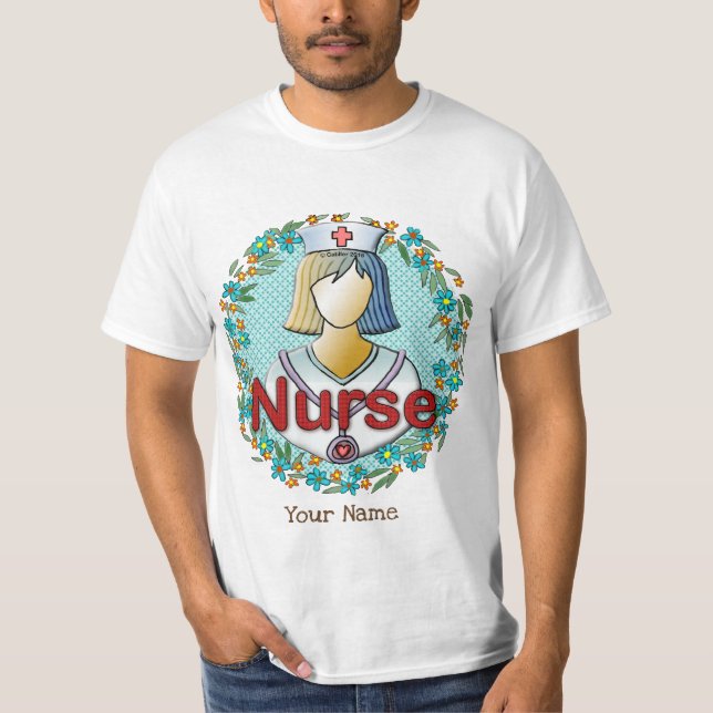 Cool floral nurse  T-Shirt (Front)