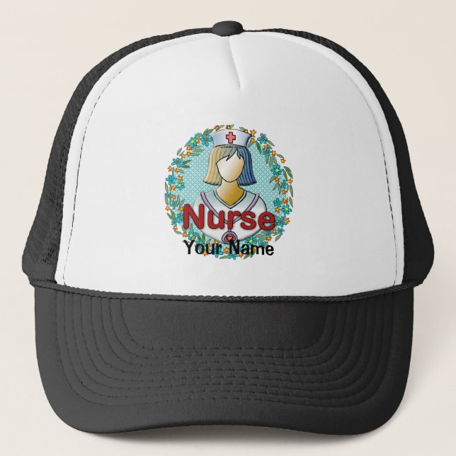 Cool floral nurse  trucker hat (Front)