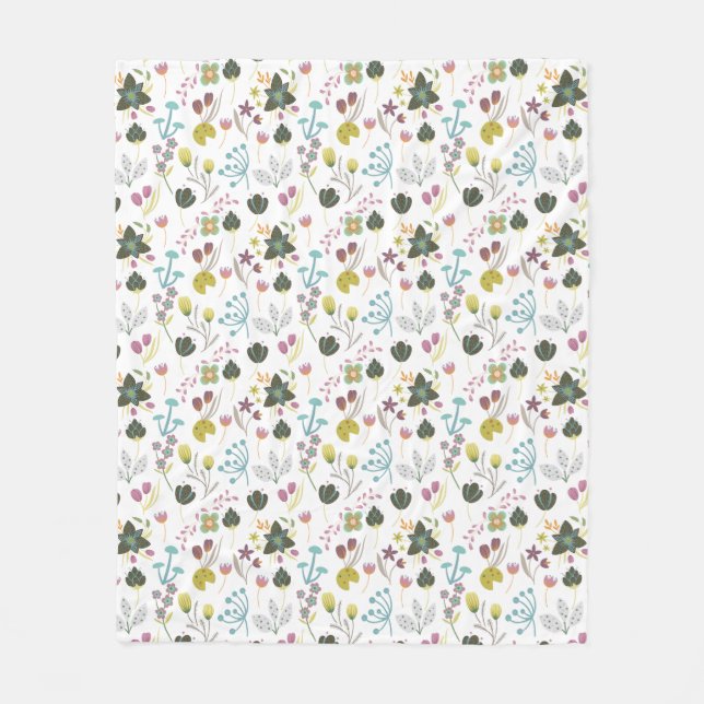 Cool Floral Pattern Fleece Blanket (Front)