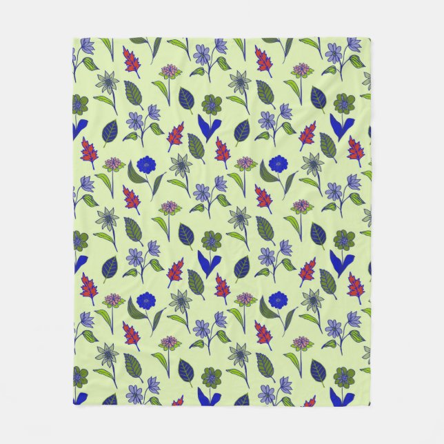 Cool Floral Pattern Fleece Blanket (Front)