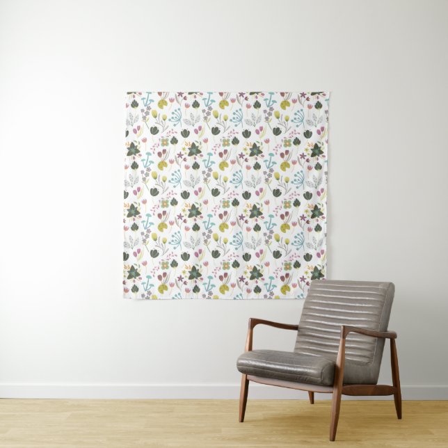 Cool Floral Pattern Tapestry (In Situ)