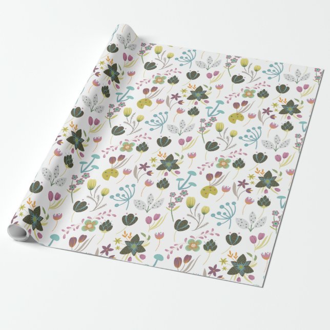 Cool Floral Pattern Wrapping Paper (Unrolled)