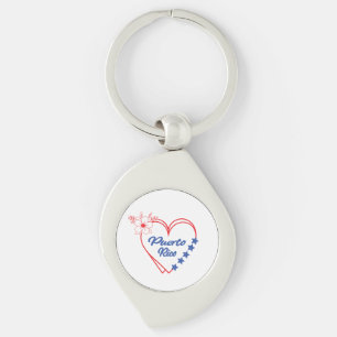 Cool Floral Puerto Rico Heart Illustration Key Ring