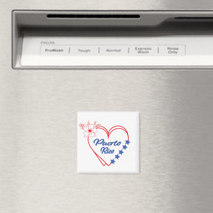 Cool Floral Puerto Rico Heart Illustration Magnet