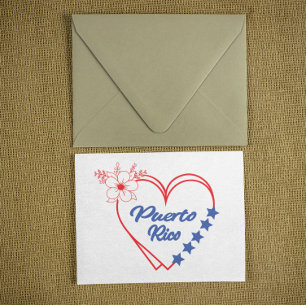 Cool Floral Puerto Rico Heart Illustration Postcard