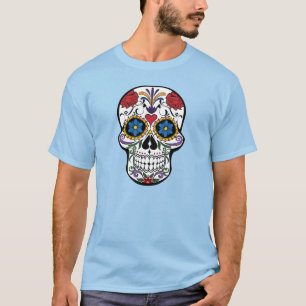 Cool Floral Skull Design T-Shirt