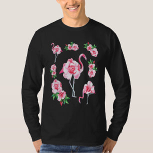 Cool Floral Summer Pink Flamingo Novelty Graphic C T-Shirt