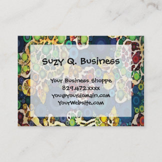Cool Flower Mosaic Concentric Circles Art Design Business Card