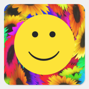 Cool Flowers Face Square Stickers