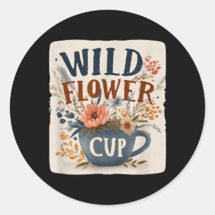 Cool Flowery Cup with This Wild Flower Look for Classic Round Sticker