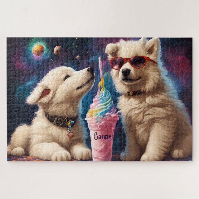 Cool Fluffy Puppies planets milkshake Jigsaw Puzzle (Horizontal)