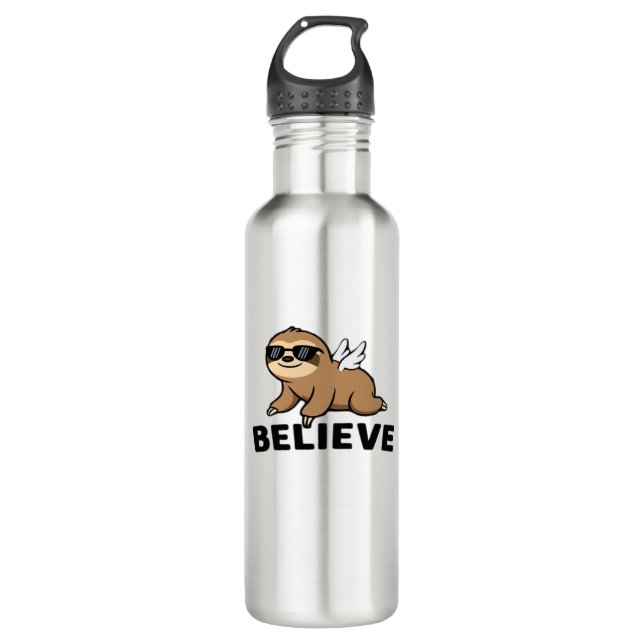 Cool Flying Sloth Believe Funny Motivational Desig 710 Ml Water Bottle (Front)