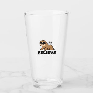 Cool Flying Sloth Believe Funny Motivational Desig Glass