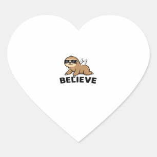 Cool Flying Sloth Believe Funny Motivational Desig Heart Sticker