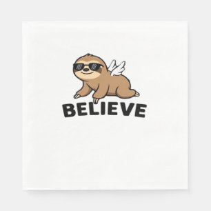 Cool Flying Sloth Believe Funny Motivational Desig Napkin