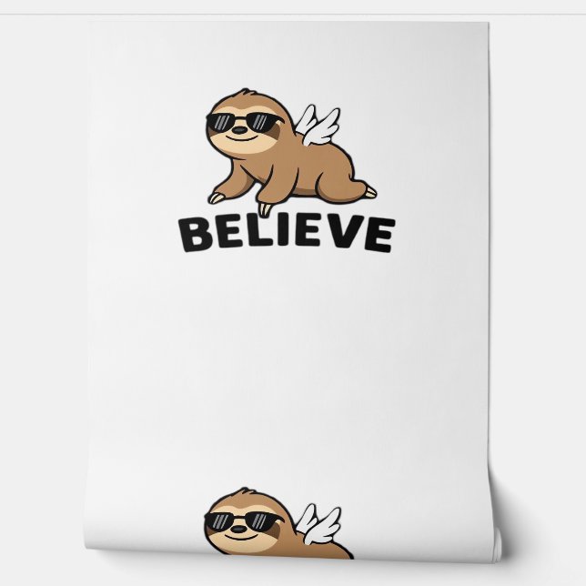 Cool Flying Sloth Believe Funny Motivational Desig Wallpaper (Unrolling)