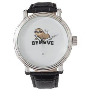 Cool Flying Sloth Believe Funny Motivational Desig Watch