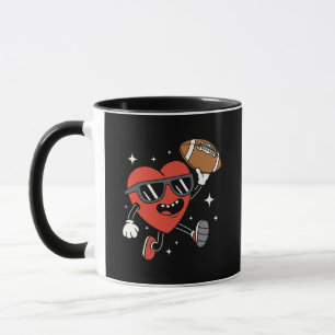 Cool Football Heart Sports Character Mug