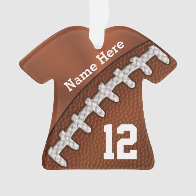 Cool Football Ornaments with NAME and NUMBER (Front)