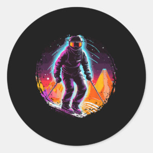 Cool For Snowboard And Ski Lover In The White Moun Classic Round Sticker