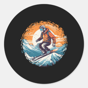 Cool For Snowboard And Ski Lover In The White Moun Classic Round Sticker