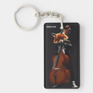Cool Fox Double Bass Player Solo Jazz Keyring