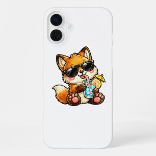 Cool Fox Drink iPhone 16 Plus Case
