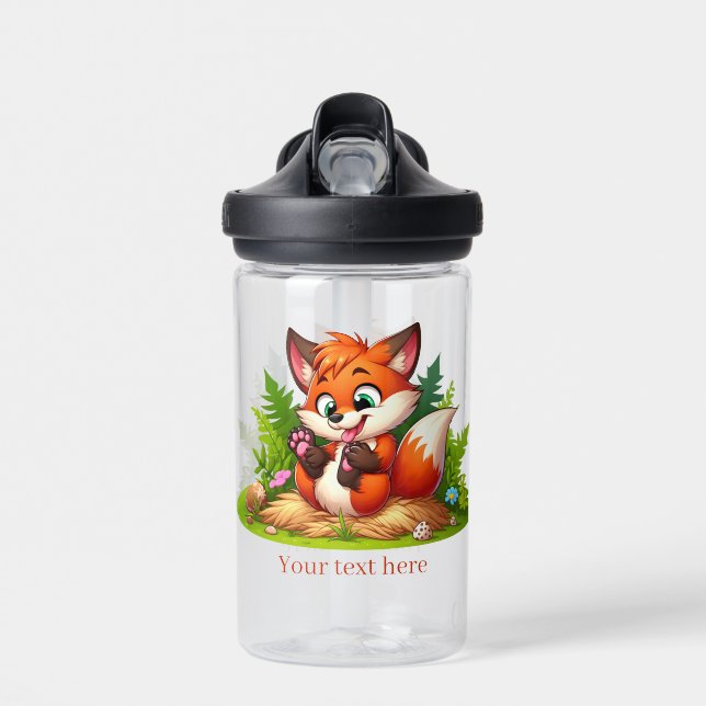 Cool fox lovers add text kids water bottle (Front)